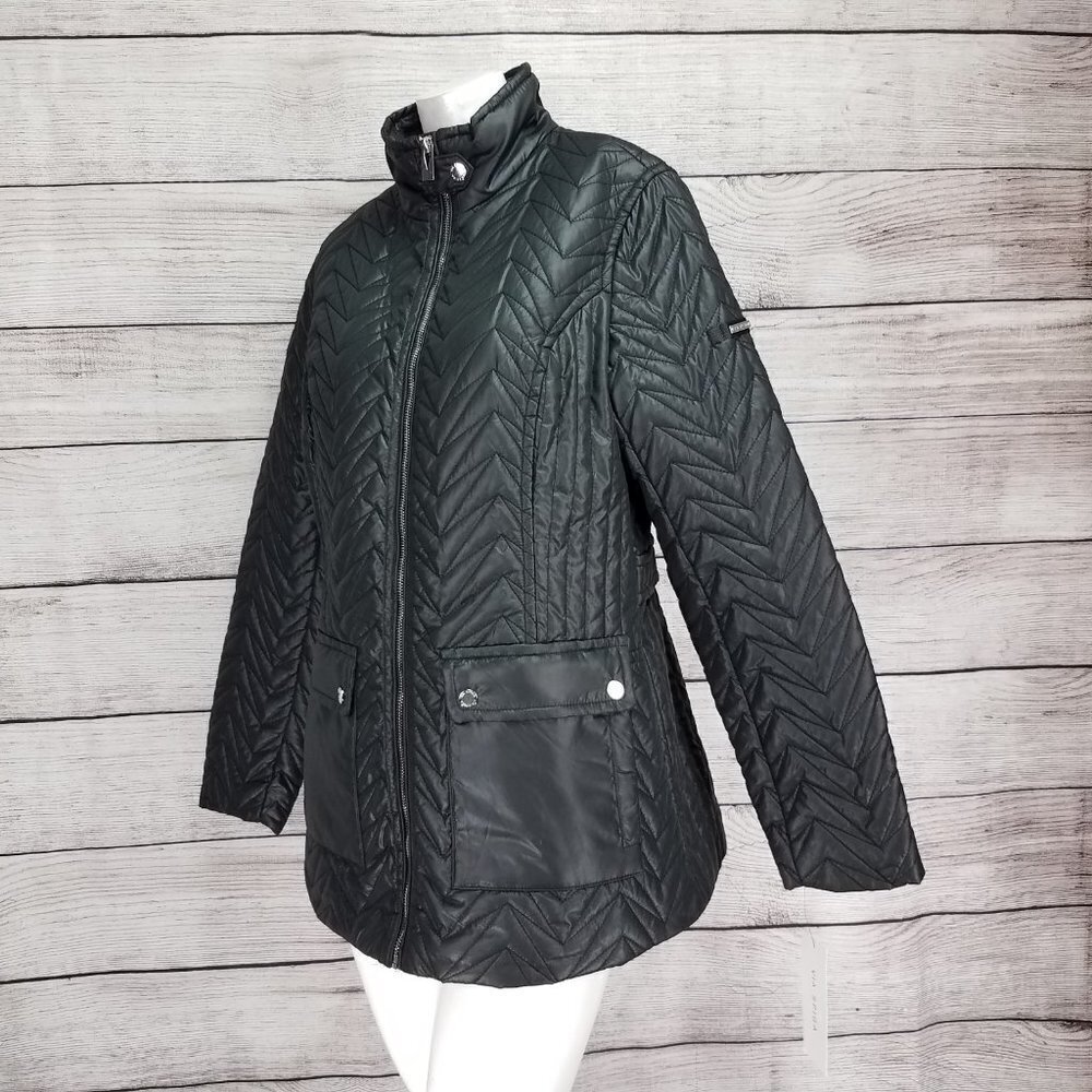 NWT Via Spiga Jacket Cargo Utility Quilted Zip Black Lightweight Puffer Womens M